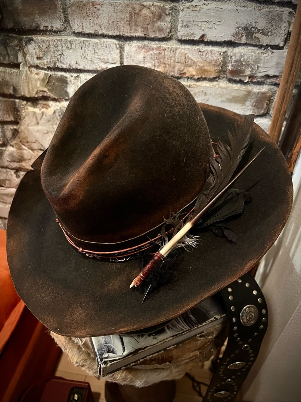 BADLANDS Unisex Custom Distressed Burned Gus Cowboy Hat